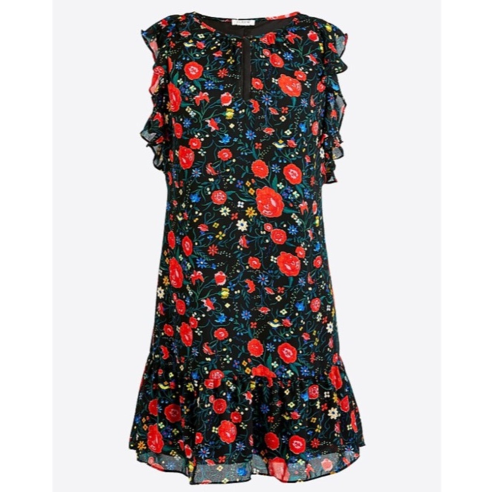J. Crew Flutter Sleeve Floral Print Shift Dress